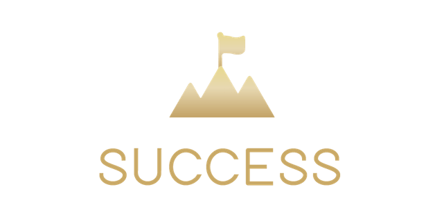 Gold Flag on Mountain peak with "Success" underneath